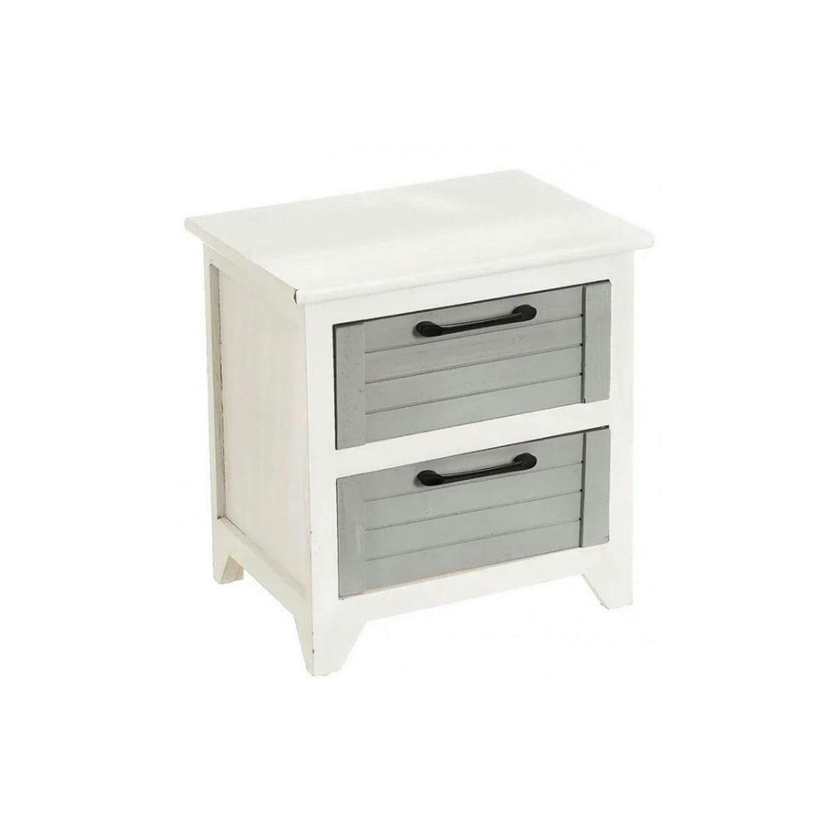 - Table de chevet bois cérusé blanc et gris 2 tiroirs - 40x28.5x41.5cm