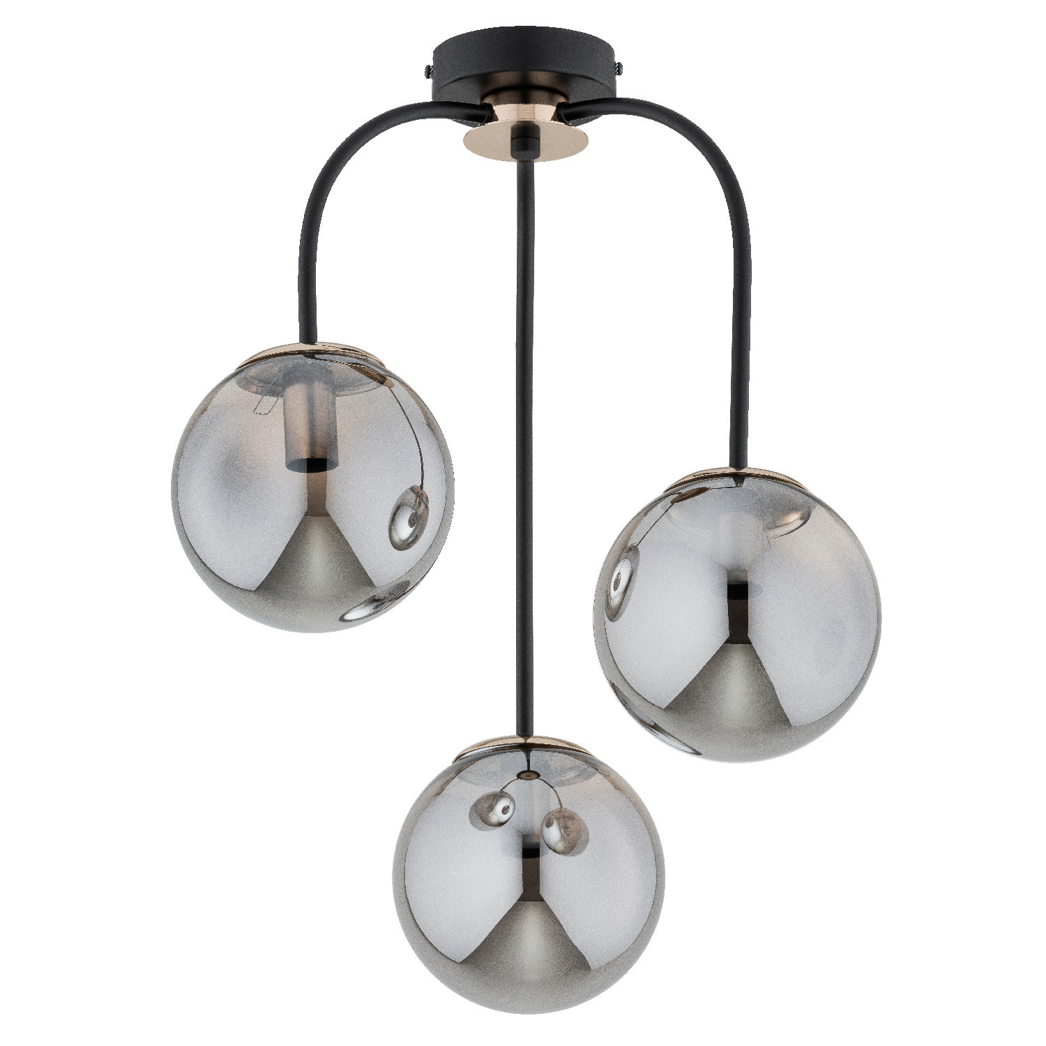 Lampa wisząca czarno-złota-dymiona GAMMA 3xE14x10W wym: 47x42x42 cm Alfa