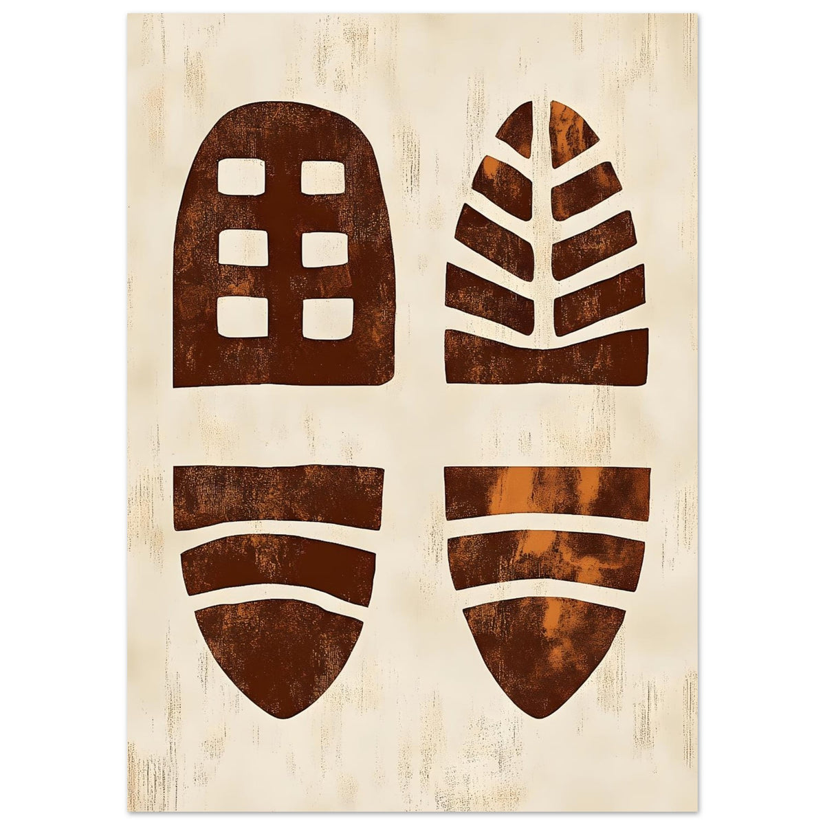 Artfulprints Poster Boho – Primitive forms  - 50x70 cm - Terracotta