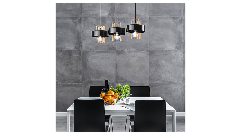 Lampa wiszącaJoy 3-punktowa metalowa czarno-złota