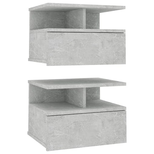 NNEVL Floating Nightstands 2 pcs Concrete Grey 40x31x27 cm Chipboard