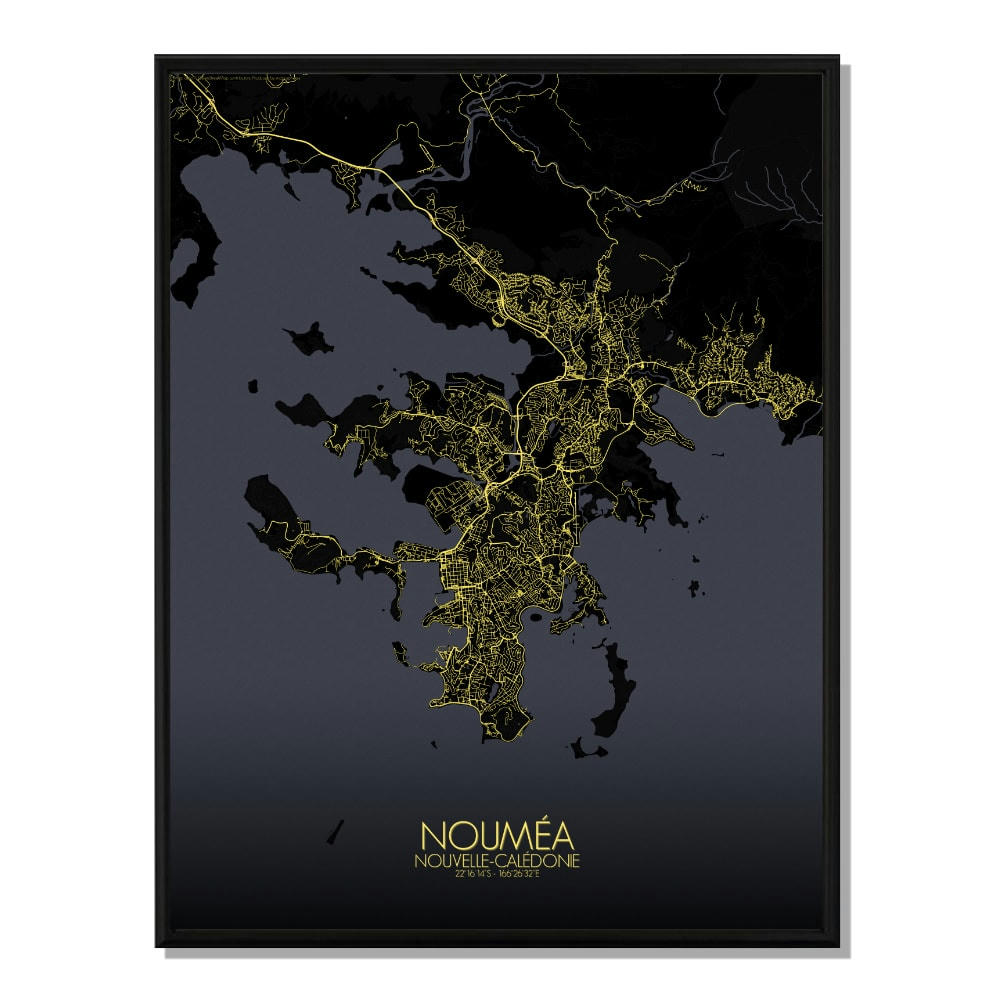 - Affiche Nouméa Carte Nuit 40x50