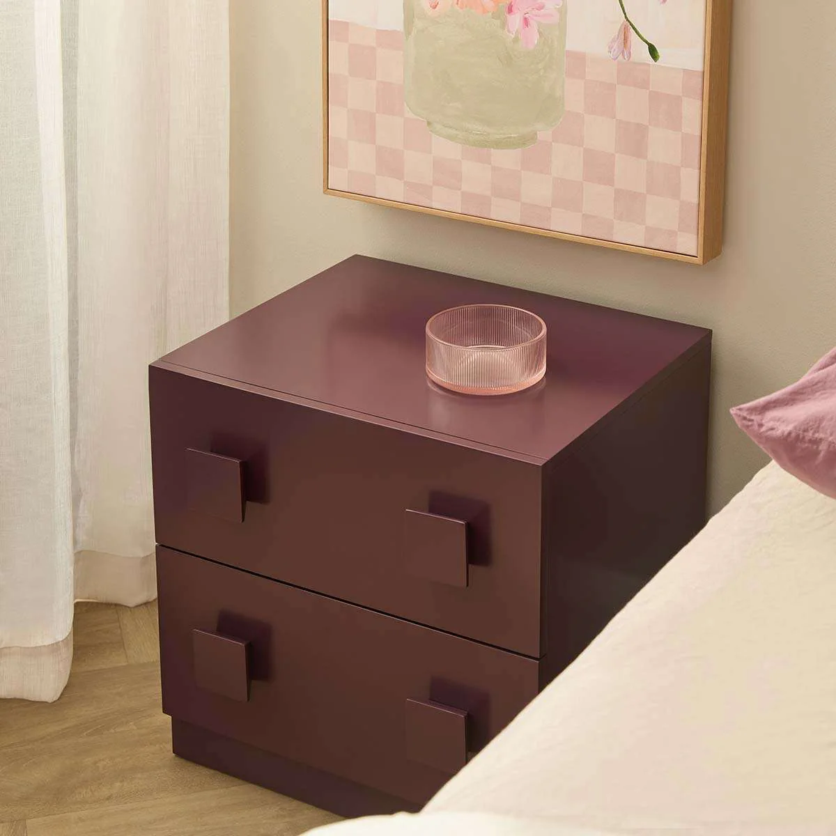 Kei Bedside Table - Plum
