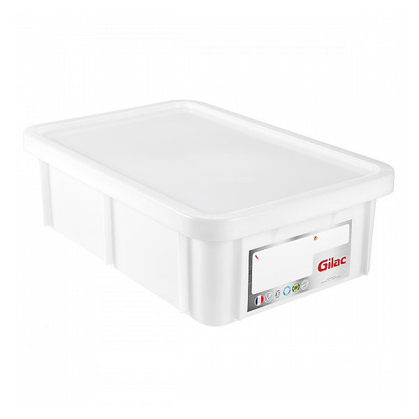 Bac HACCP 25 L rectangulaire   couvercle - blanc
