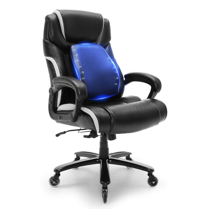 Fotel biurowy gabinetowy Ergonomiczny z podnóżkiem skórzany regulowany