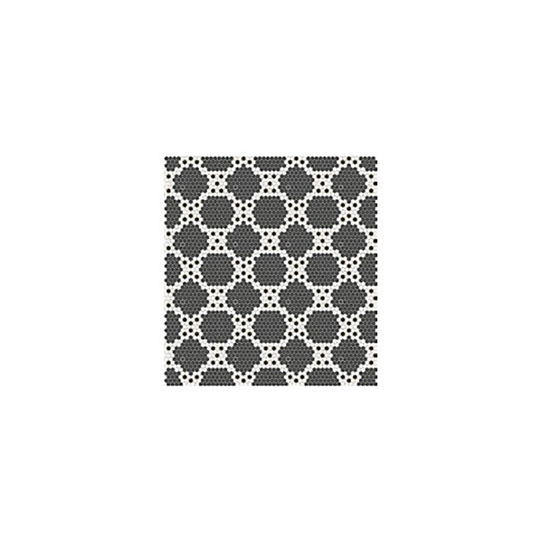 Mosaïque Art factory ronde diamètre 2,3cm motif Ostinato noir et blanc sur trame nylon 33,3x33,3cm Satiné boite de 1 m2