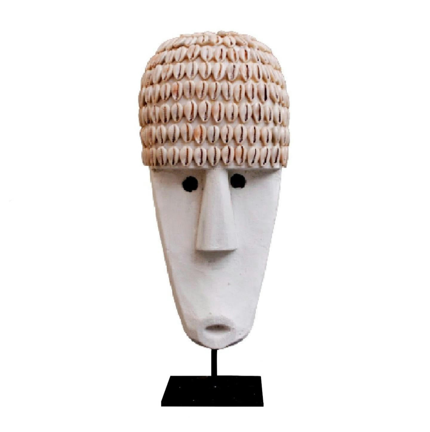 TIMOR - Statue en bois sculpté, blanc H40 cm