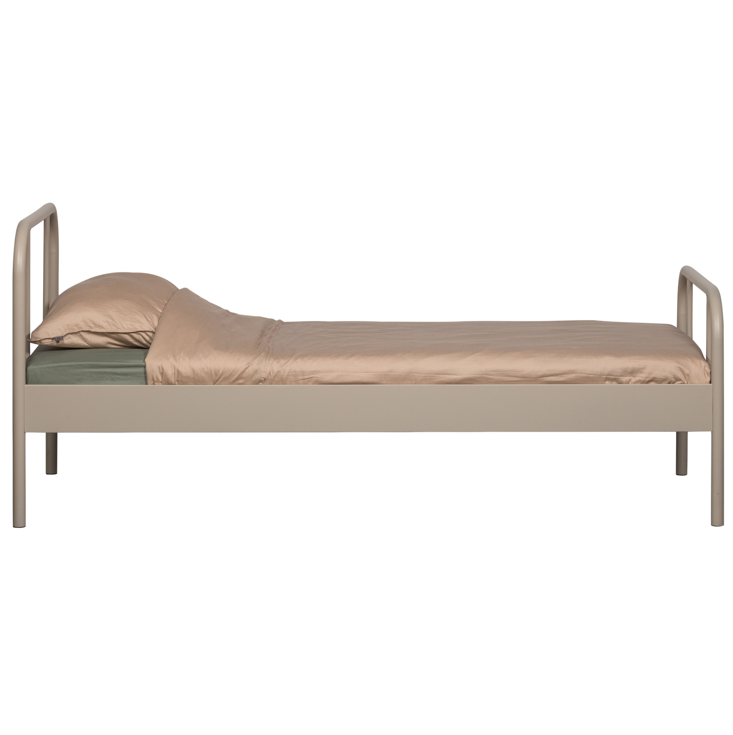 WOOOD 1-persoonsbed Mata- Metaal - Zand - 90x208x95