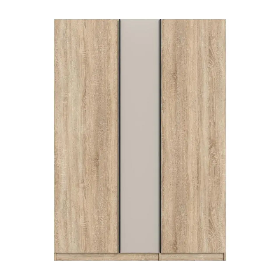 Hioshop Oakland kledingkast 3 deuren eik decor- kashmir decor