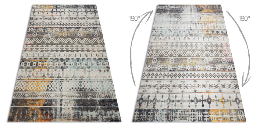 Dywan nowoczesny MUNDO E0591 boho, etniczny outdoor beż 80x250 cm