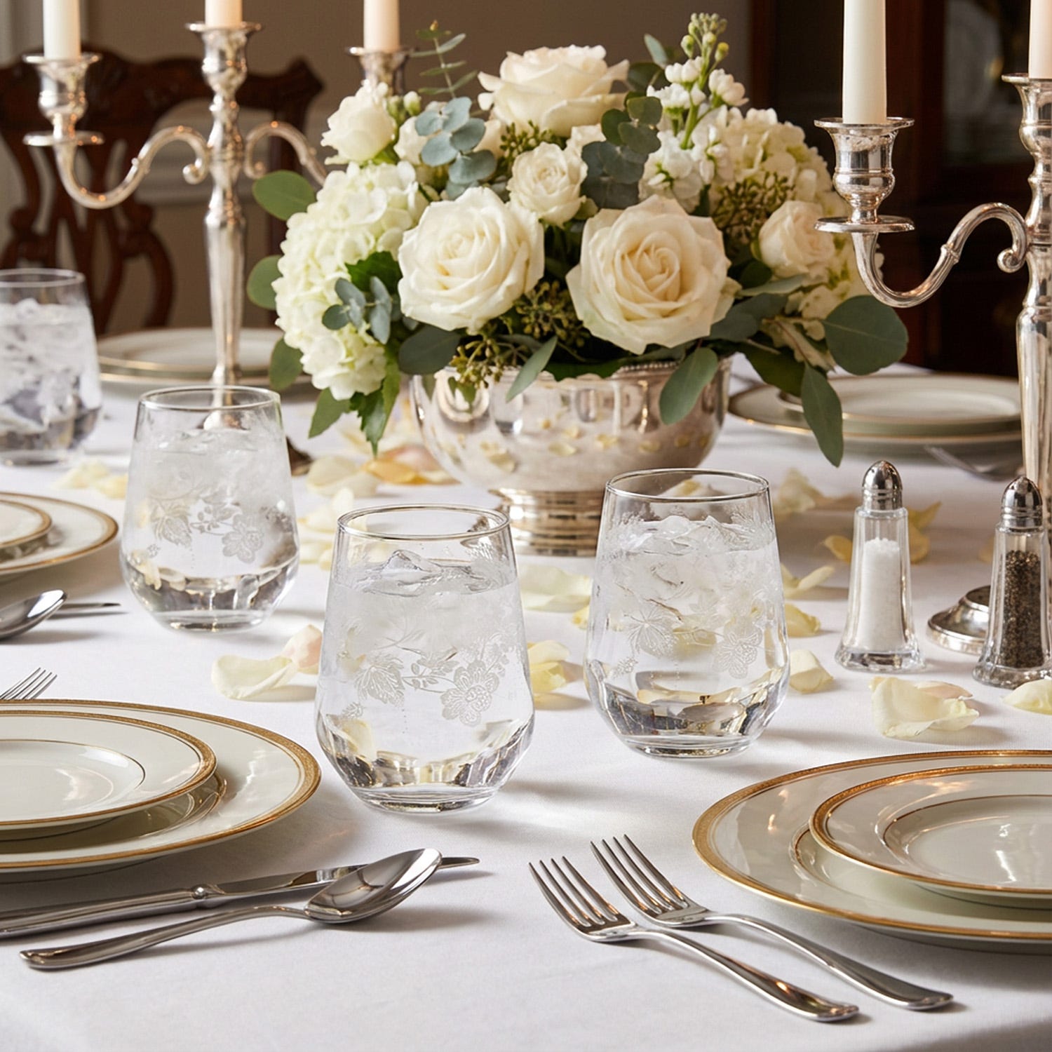 Set 4 bicchieri acqua Romance con decoro