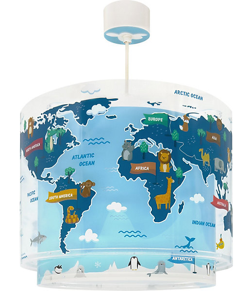 Lustre et lampe suspension pour enfants Kids World Carte du Monde