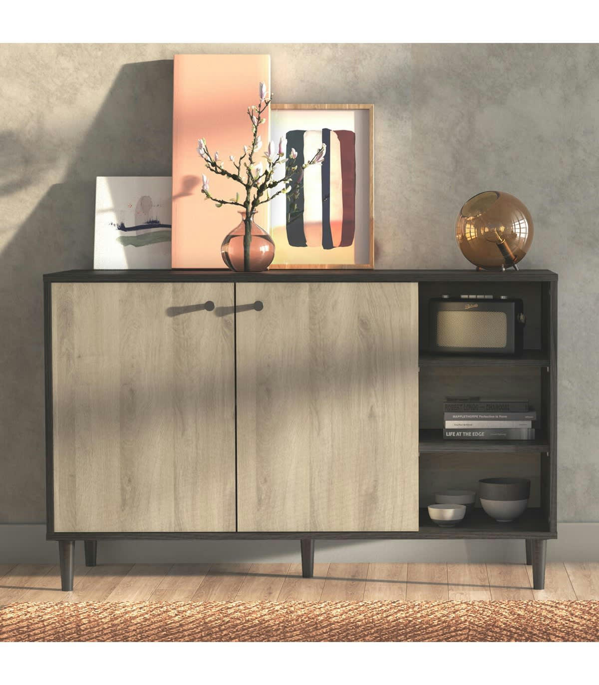 ARTY - Buffet avec 2 portes et 3 niches - L110cm