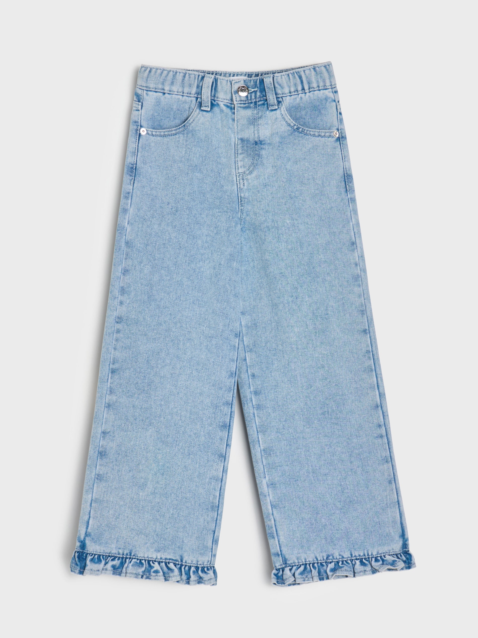 Jeansy wide leg z efektem sprania