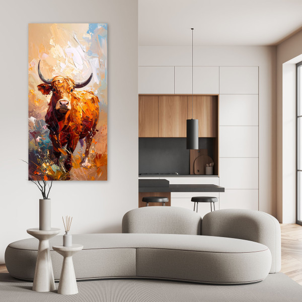 Feeby Obraz nowoczesny do salonu, Byk Krowa Zwierzęta Natura 40x80