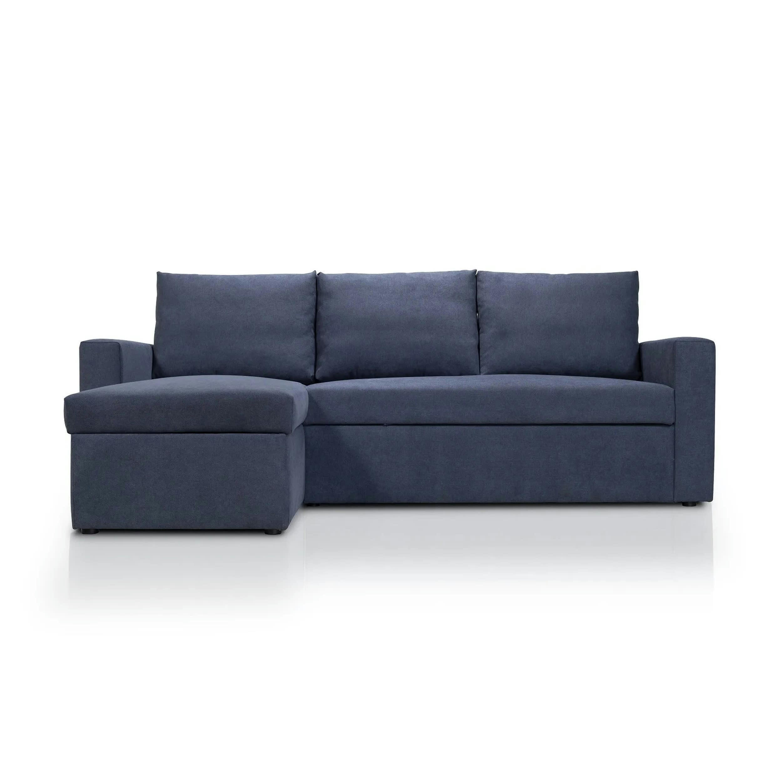 ALEDO - Canapé d'angle réversible convertible 4 places en tissu bleu