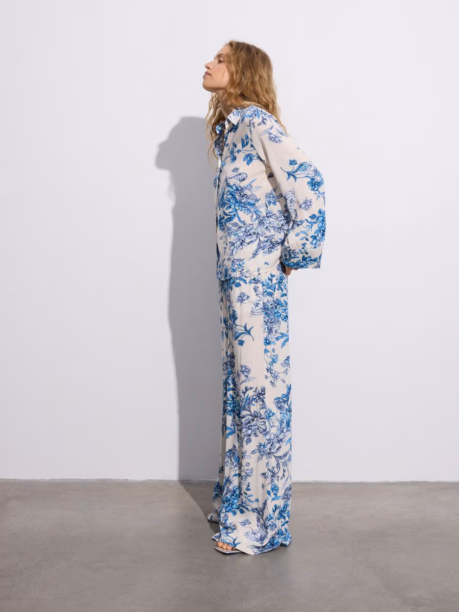 Patterned Viscose Trousers