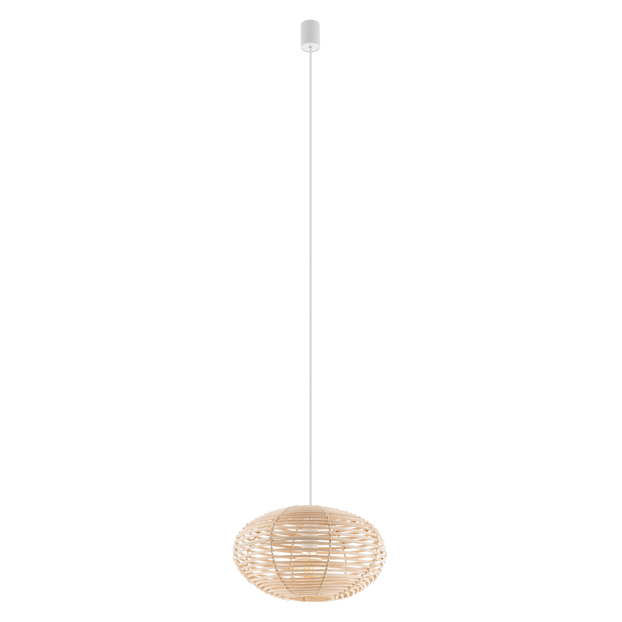 Lampa wisząca naturalne drewno-biała RATTAN S 1xE27x25W Nowodvorski