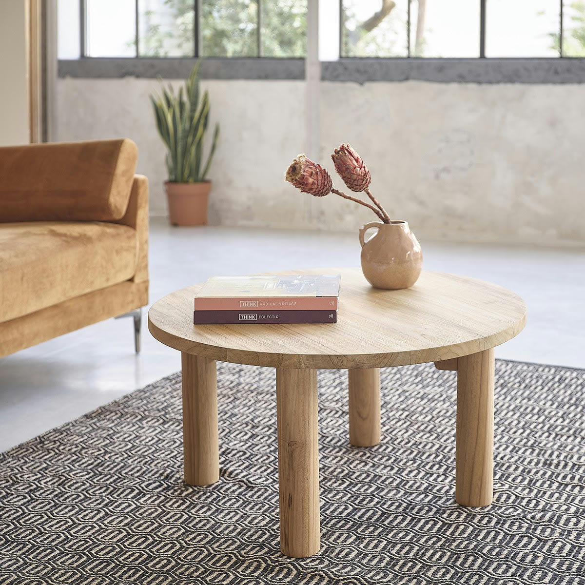 BOSTON - Table basse en teck massif ronde