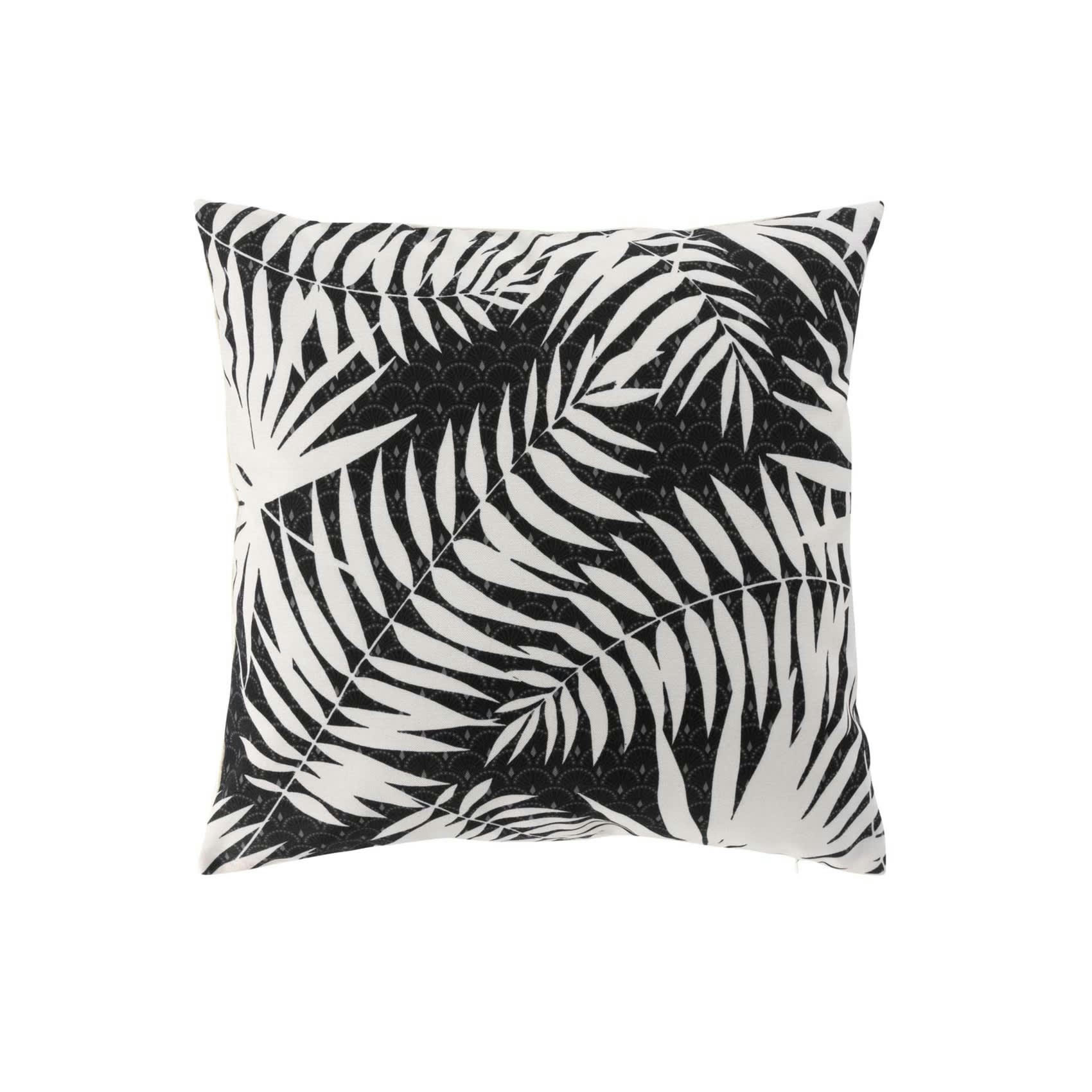MILLEFEUILLES - Housse de coussin imprimée polyester noir blanc 40x40cm