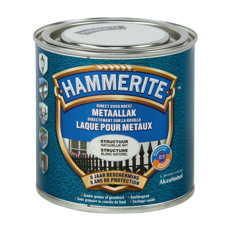 Laque antirouille pour métaux structure blanche 0,2 L HAMMERITE