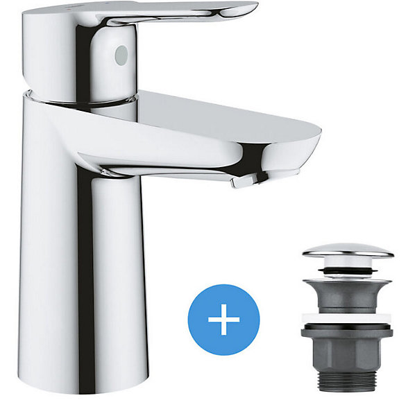 Grohe Set Mitigeur pour lavabo taille S   Bonde clic clac Grohe pour lavabo avec trop-plein (MitigeurS1-CLICCLAC)