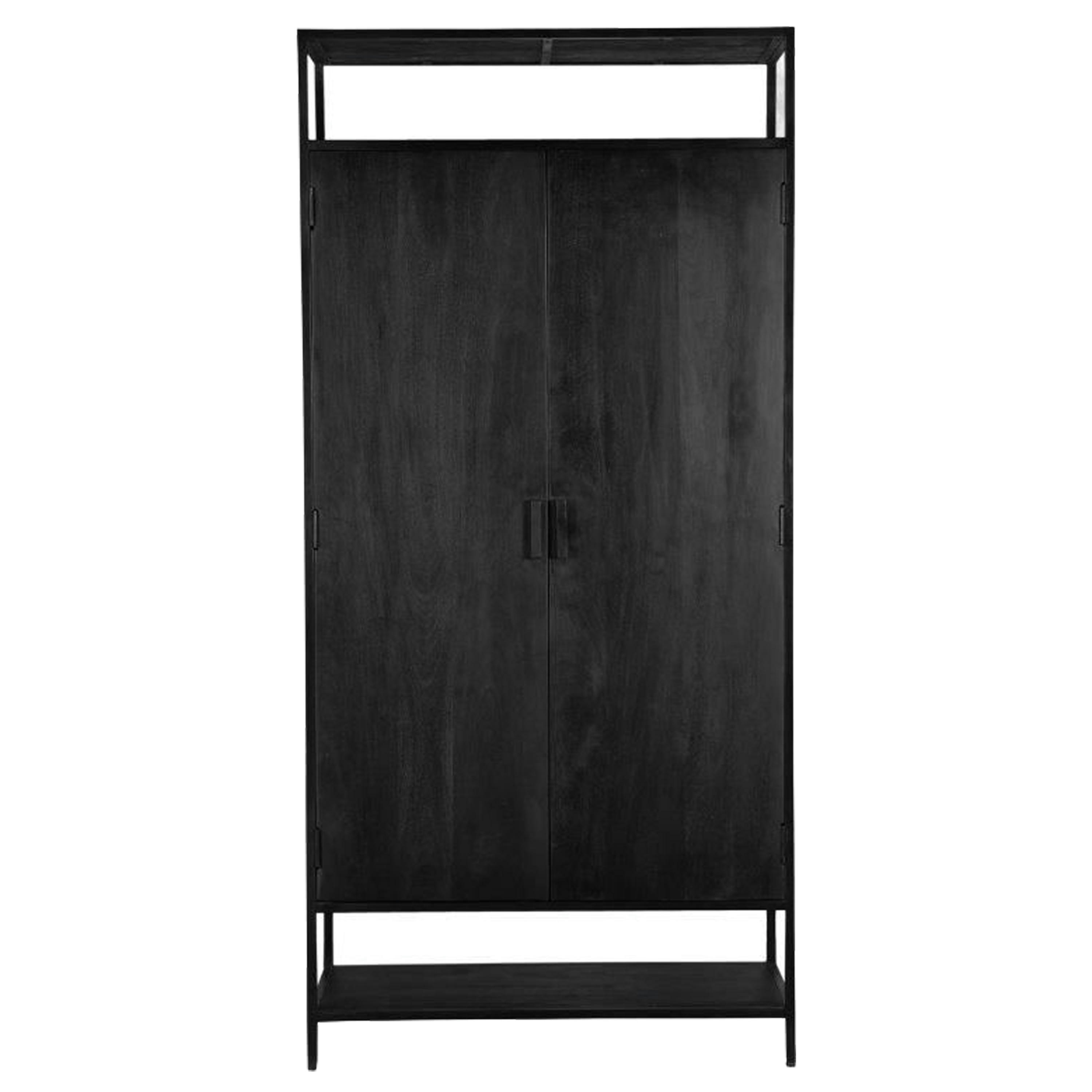 UZES - UZES-Buffet haut 2 portes, en Manguier massif noir et métal