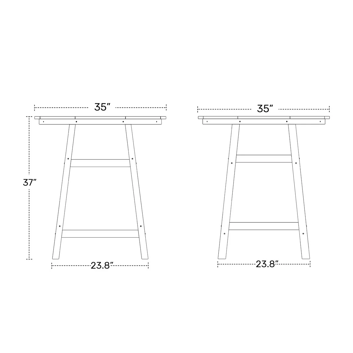 Polytrends Laguna Hdpe All Weather Outdoor Patio 35 Round Counter Table