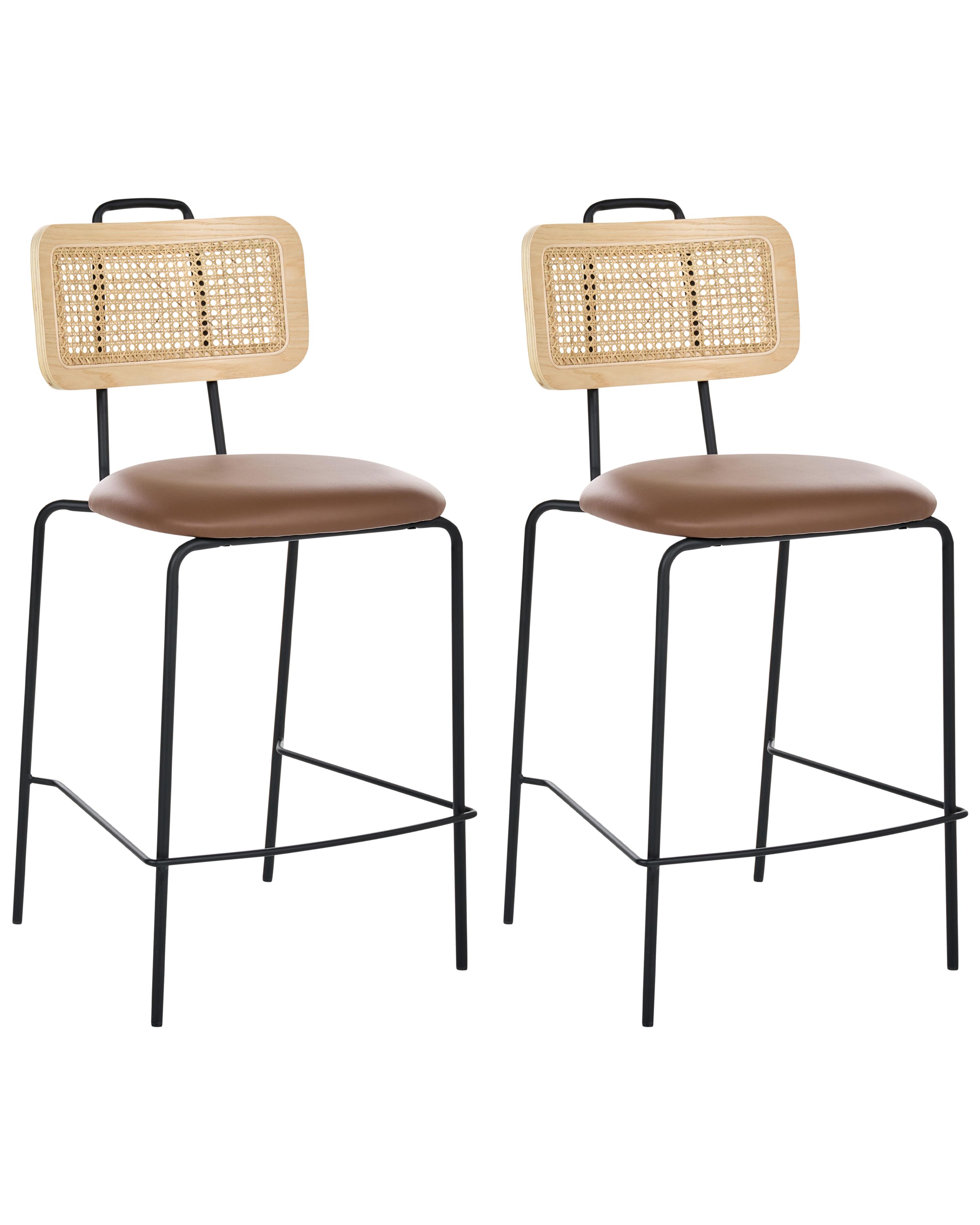 Set of 2 Bar Chairs ADELANTO Brown