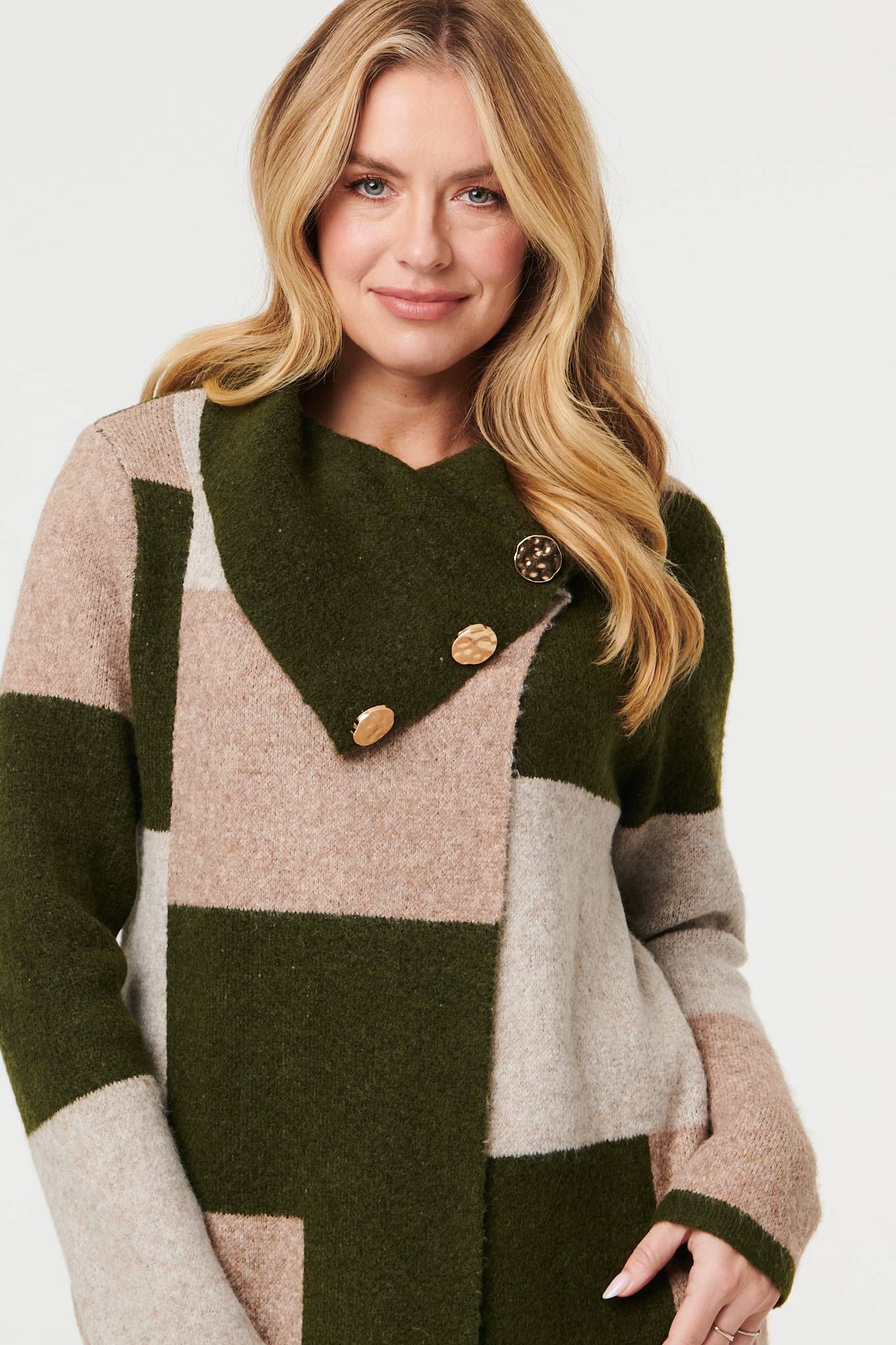 Izabel London Colour Block Textured Longline Coatigan
