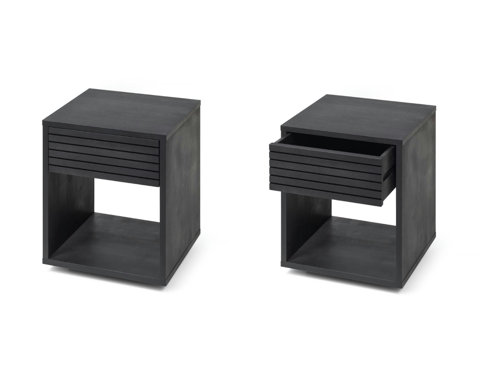 EMMA - Lot de 2 Table de chevet en hêtre noir huilé