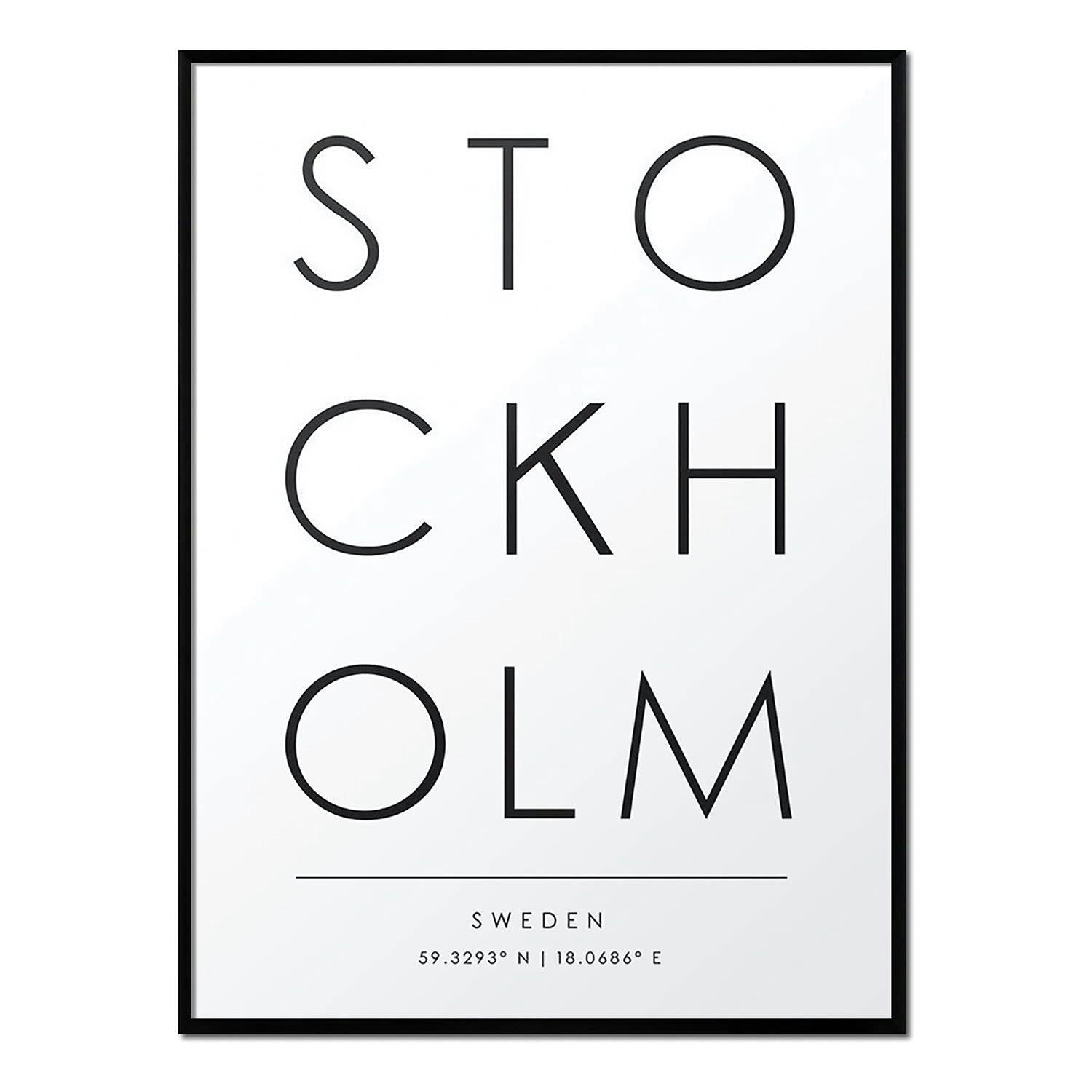 CIUDADES - Affiche avec cadre noir - Stockholm - 30x40