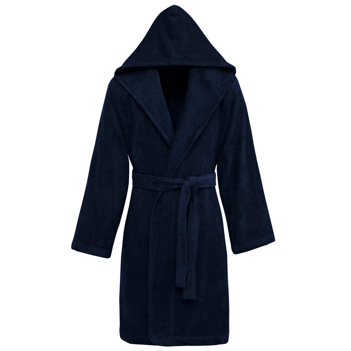 CONSTANT - Peignoir à capuche velours  bleu nuit S