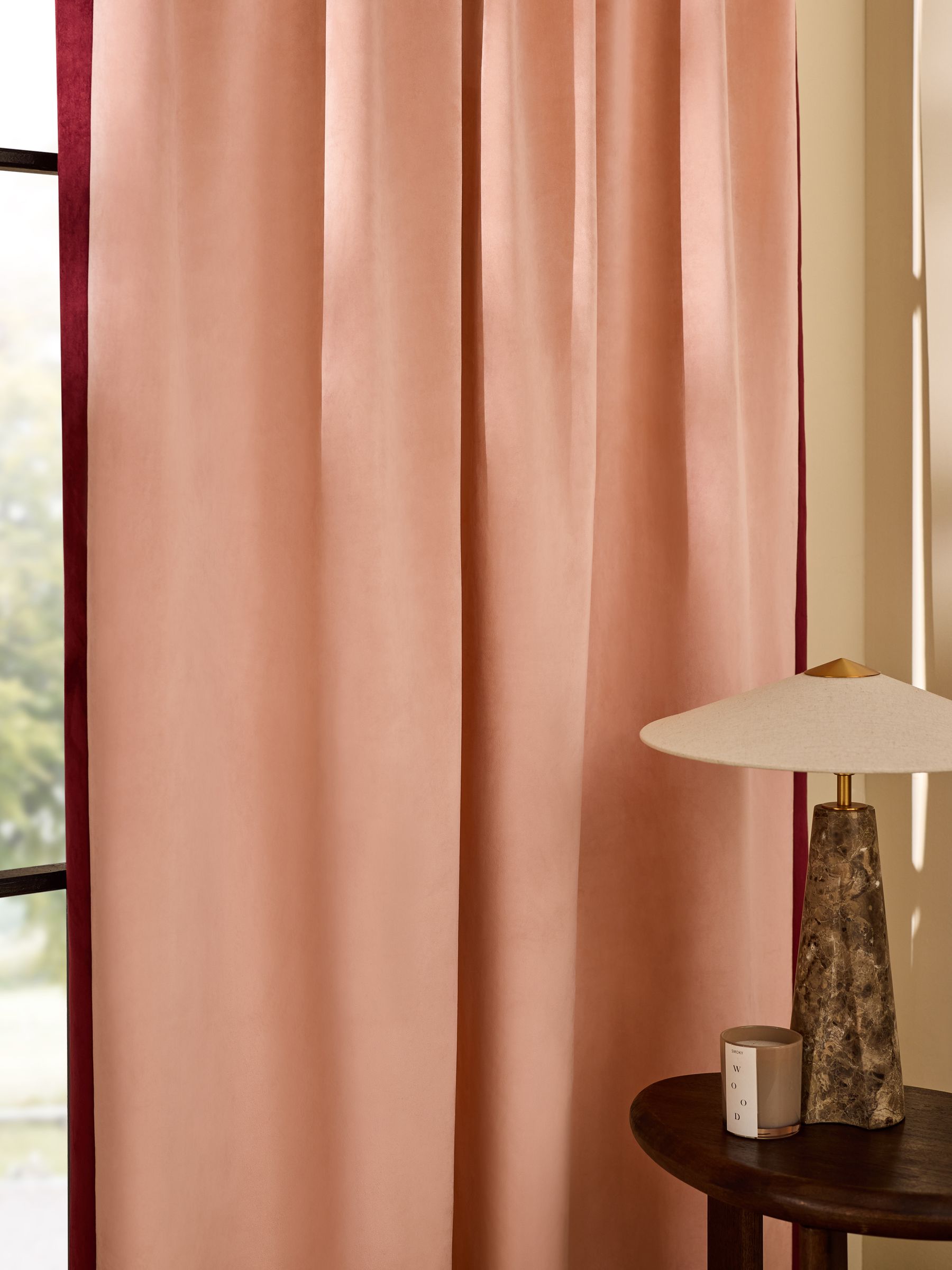 Audley Contrast Hidden Tab Curtains in Blush Pink