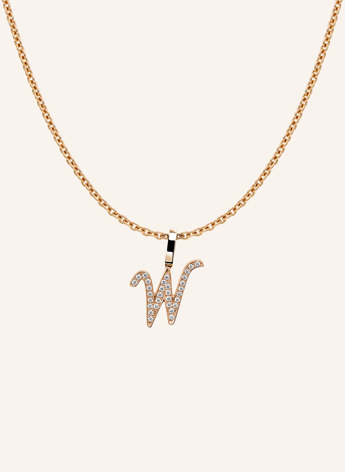 CADA Kette TINY DIAMOND LETTER W