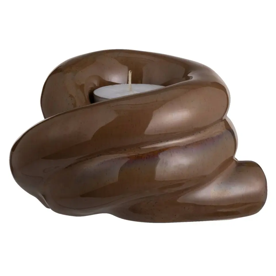 Waxinelichthouder Fleurie - zandkleur - 7,3x10,5x12,5 cm