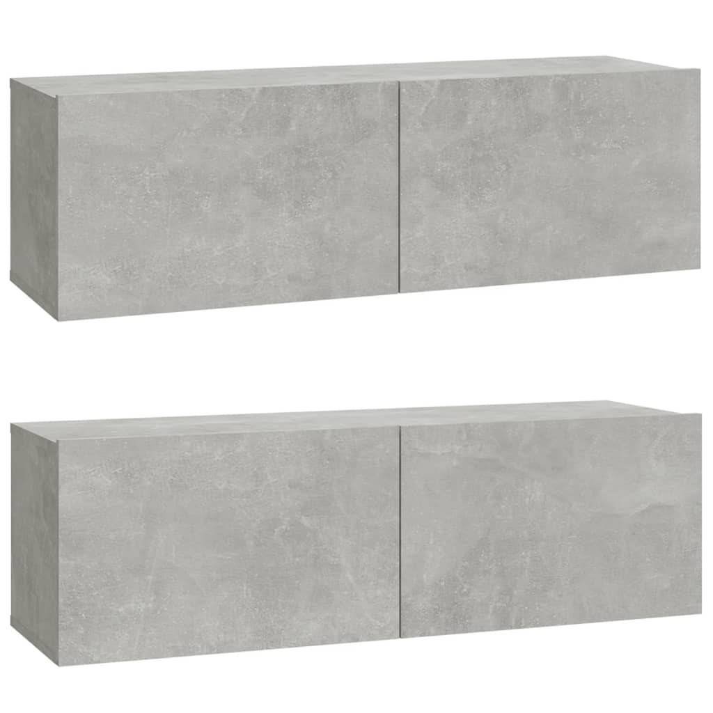 Zestaw Mebli Do Salonu Szafki RTV Szare Półki Meblościanka 100x30x30 cm