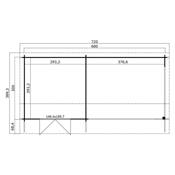 Gartenhaus »New York«, BxHxT: 720 x 273,6 x 389,3 cm (Außenmaß inkl. Dachüberstand), grüngrau