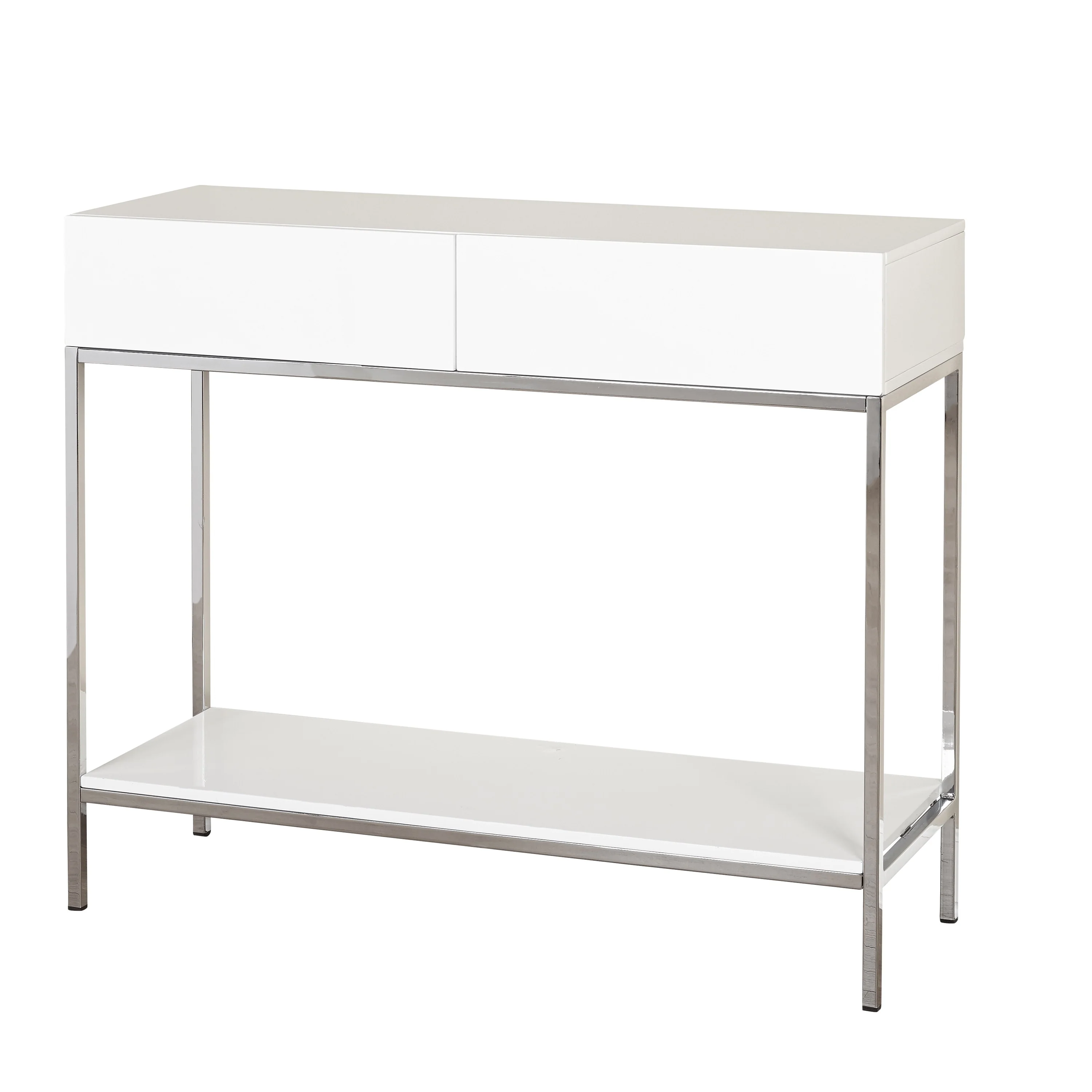 Simple Living White and Chrome Metal High Gloss Console Table