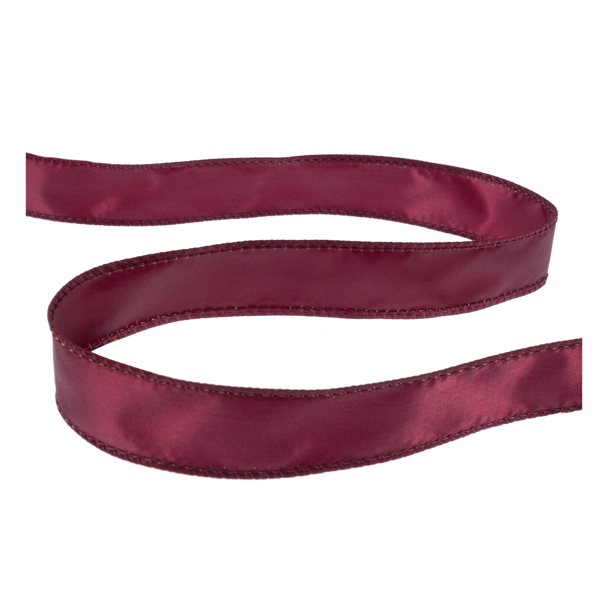 Burgundy Wire Edge Satin Ribbon 25mm x 3m