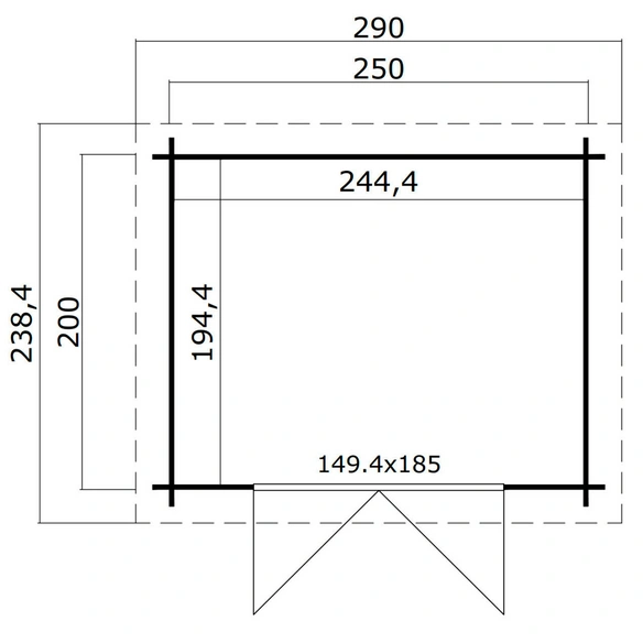 Gartenhaus »Grenada«, (BxT): 250x200 cm (Aufstellmaß), 28 mm Wandstärke, grüngrau/weiss