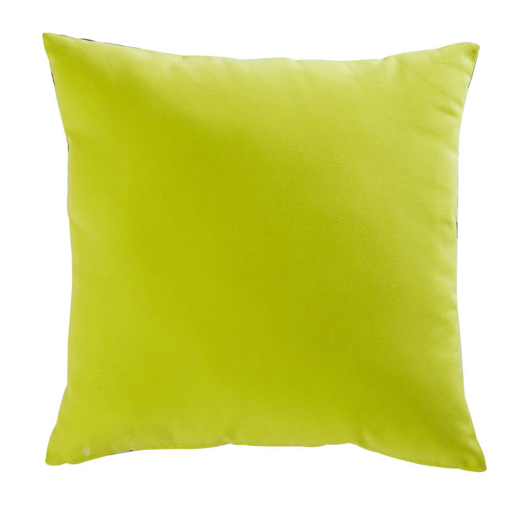 CACATOES - Coussin vert, blanc et jaune imprimé tropical 45x45