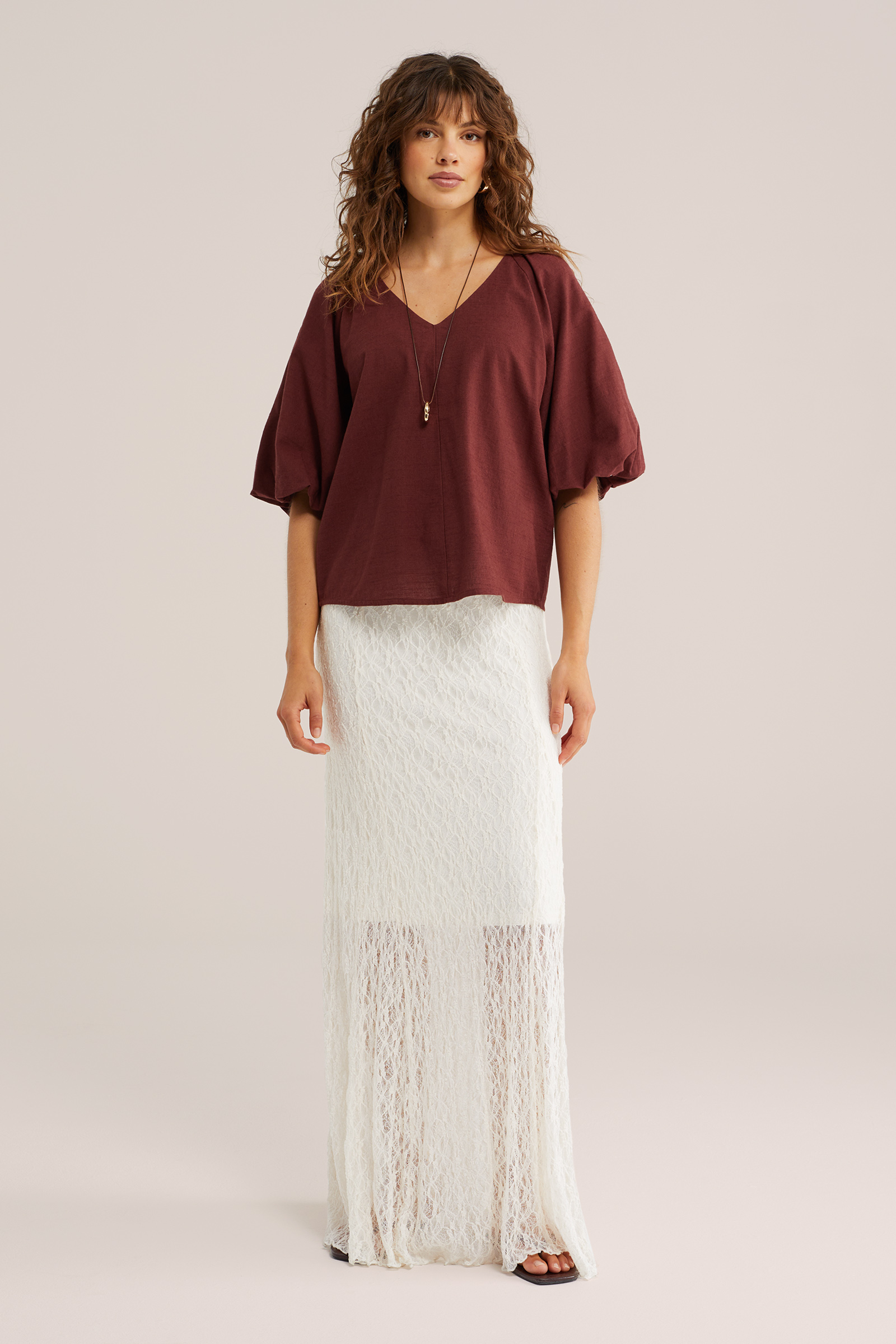 Dames top met ballonmouwen