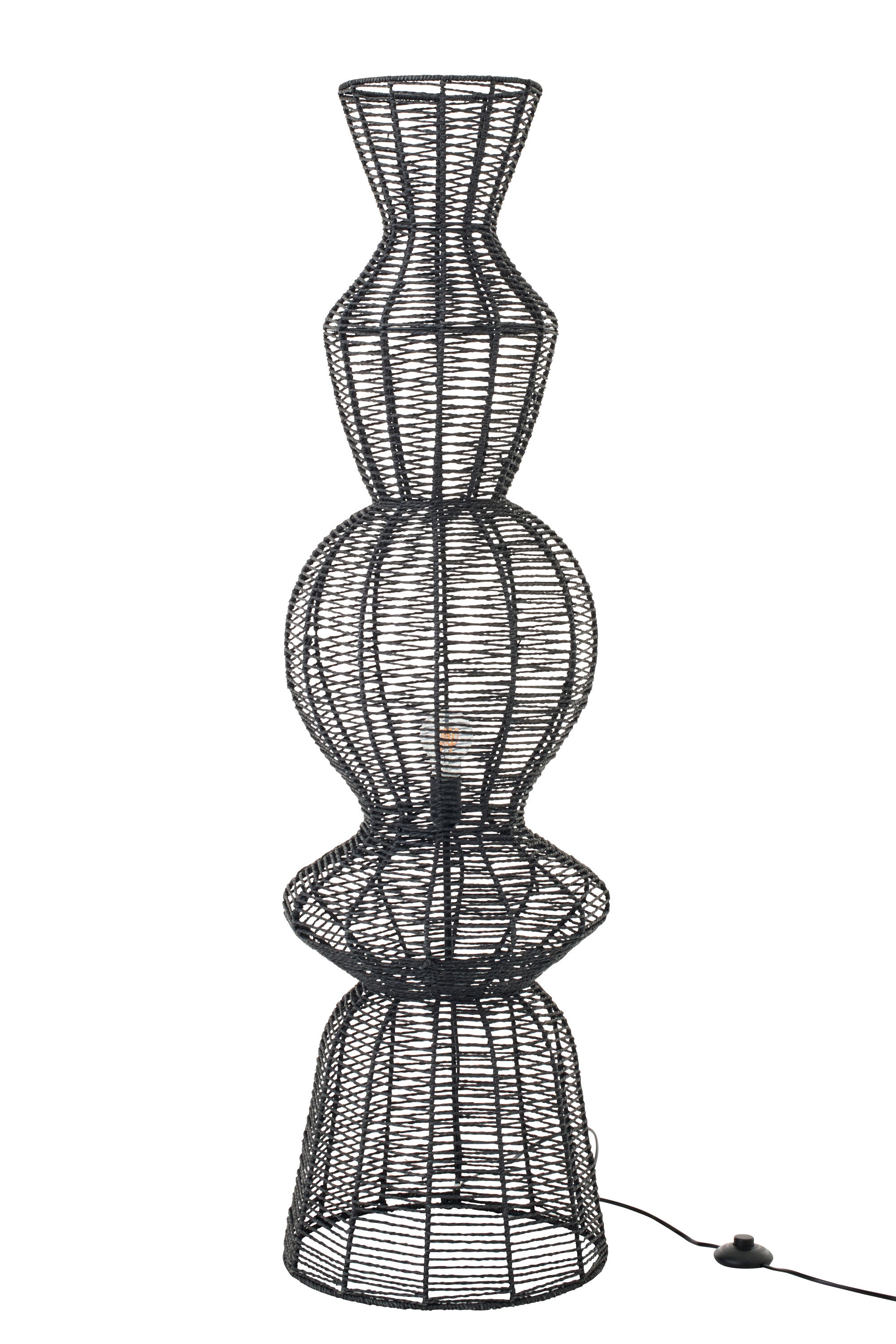 J-Line vloerlamp Touw - metaal - zwart