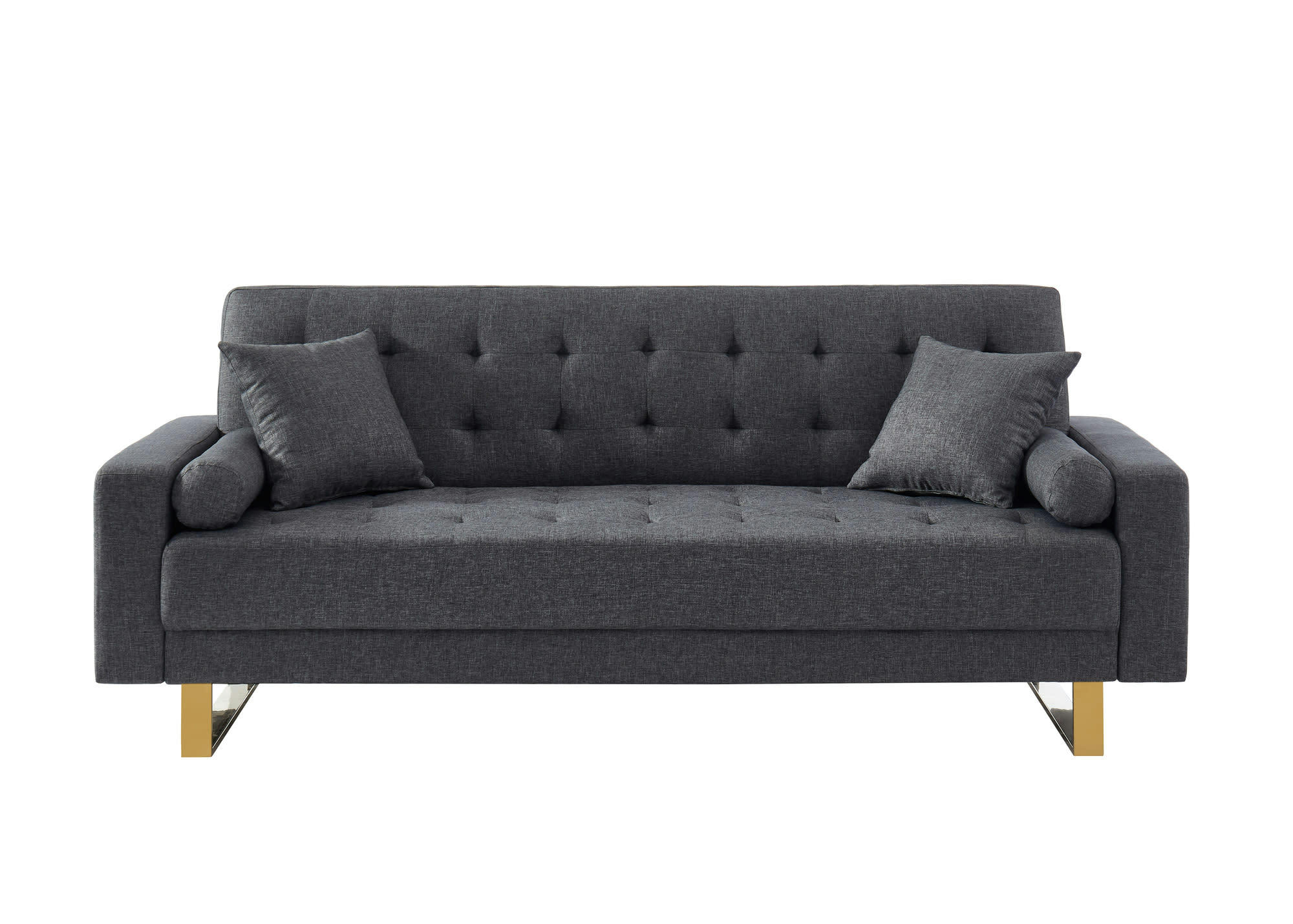 AUGUSTE - Canapé droit convertible en tissu 3 places gris