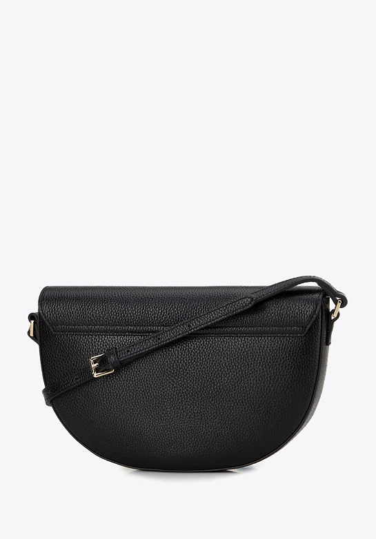 Damska saddle bag z groszkowanej skóry czarno-złota