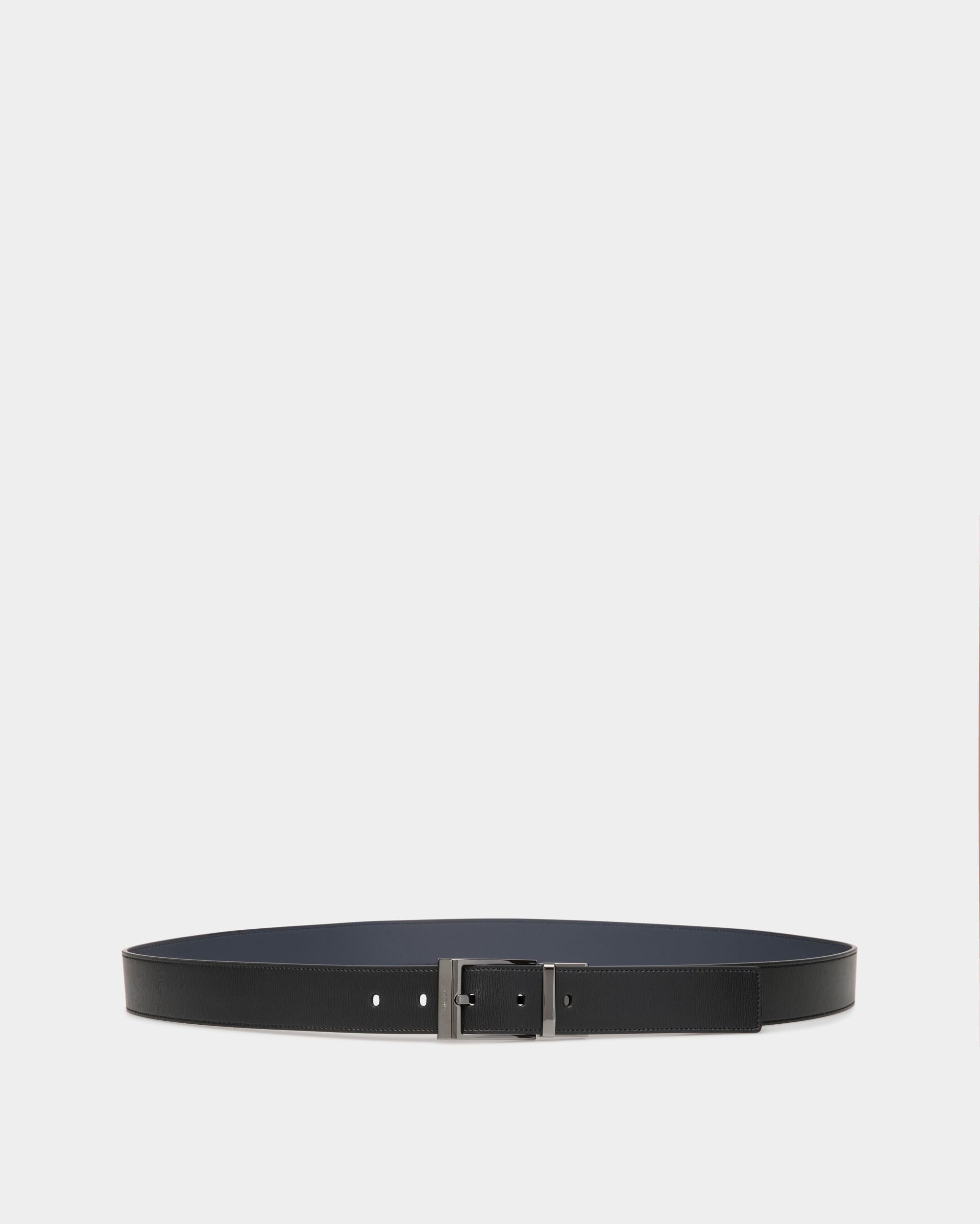 Shiffie Verstellbarer Wendegürtel Aus Leder In Schwarz Und Navy Blue, 35 mm