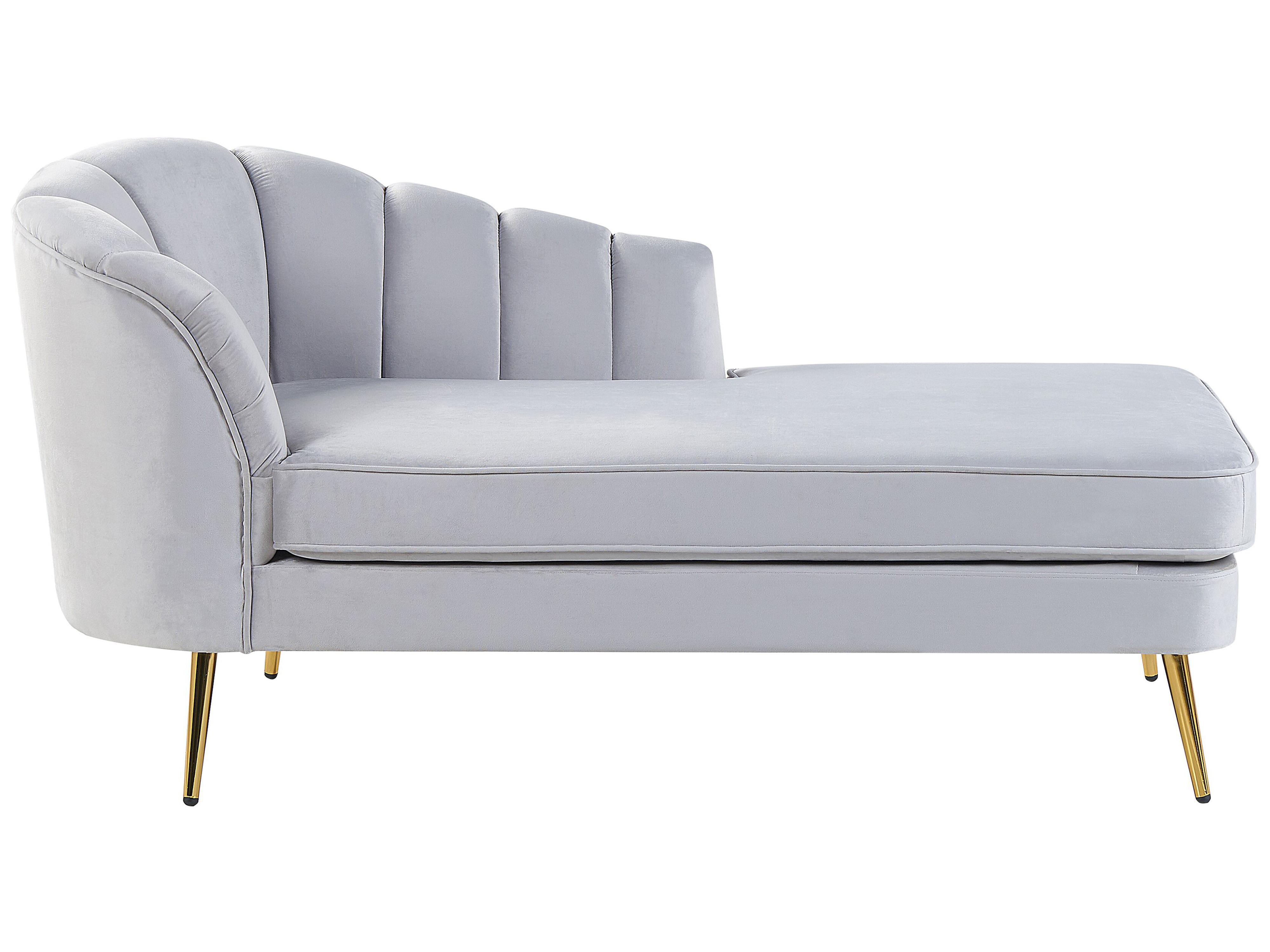 Left-Hand Chaise Longue ALLIER Velvet Light Grey