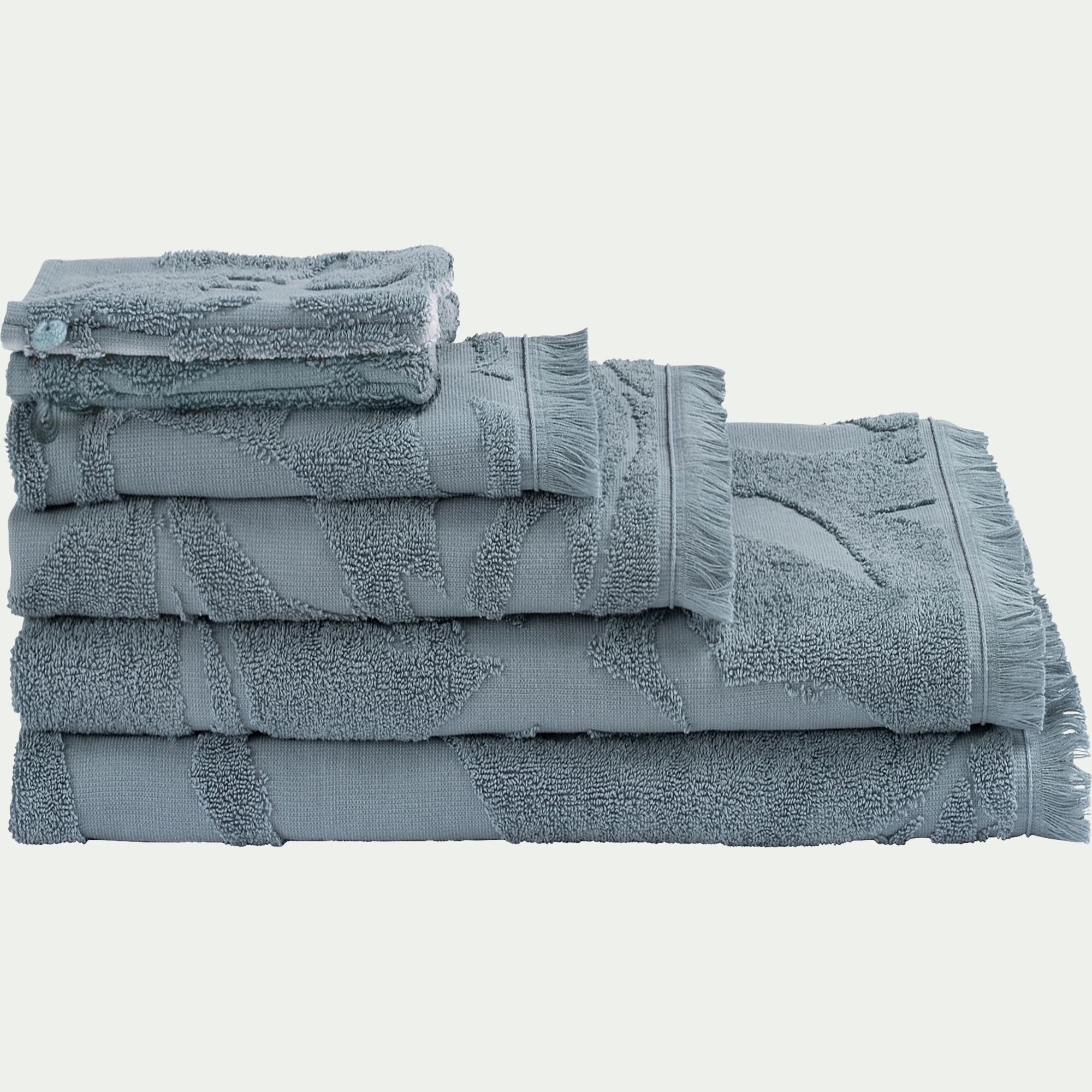 RYAD - Lot de 2 gants de toilette en coton - bleu calaluna