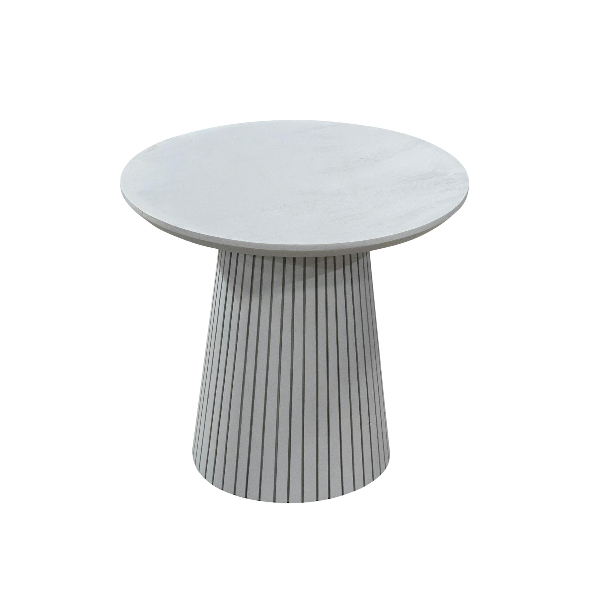 Petite table ronde bois gris à pied rainuré CALERO